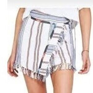 Tigerlily Women's White Blue Siracua Wrap Around Tie San Marcos Skirt Size Small